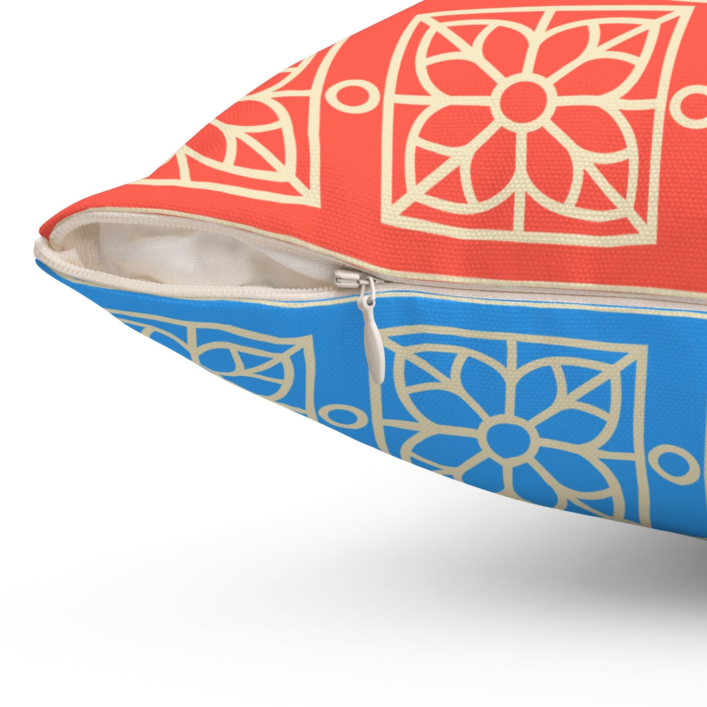 Heart Tile Decorative Pillow — Floral Pattern Square Throw Pillow