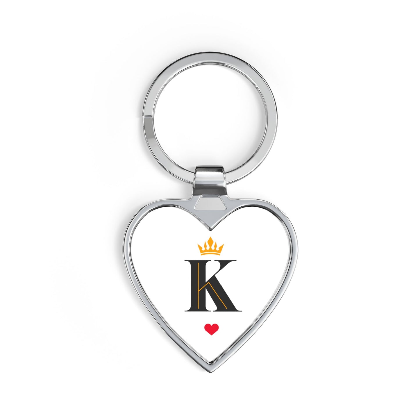 Personalized King Initial Heart Keychain – Crowned 'K' Monogram Gift