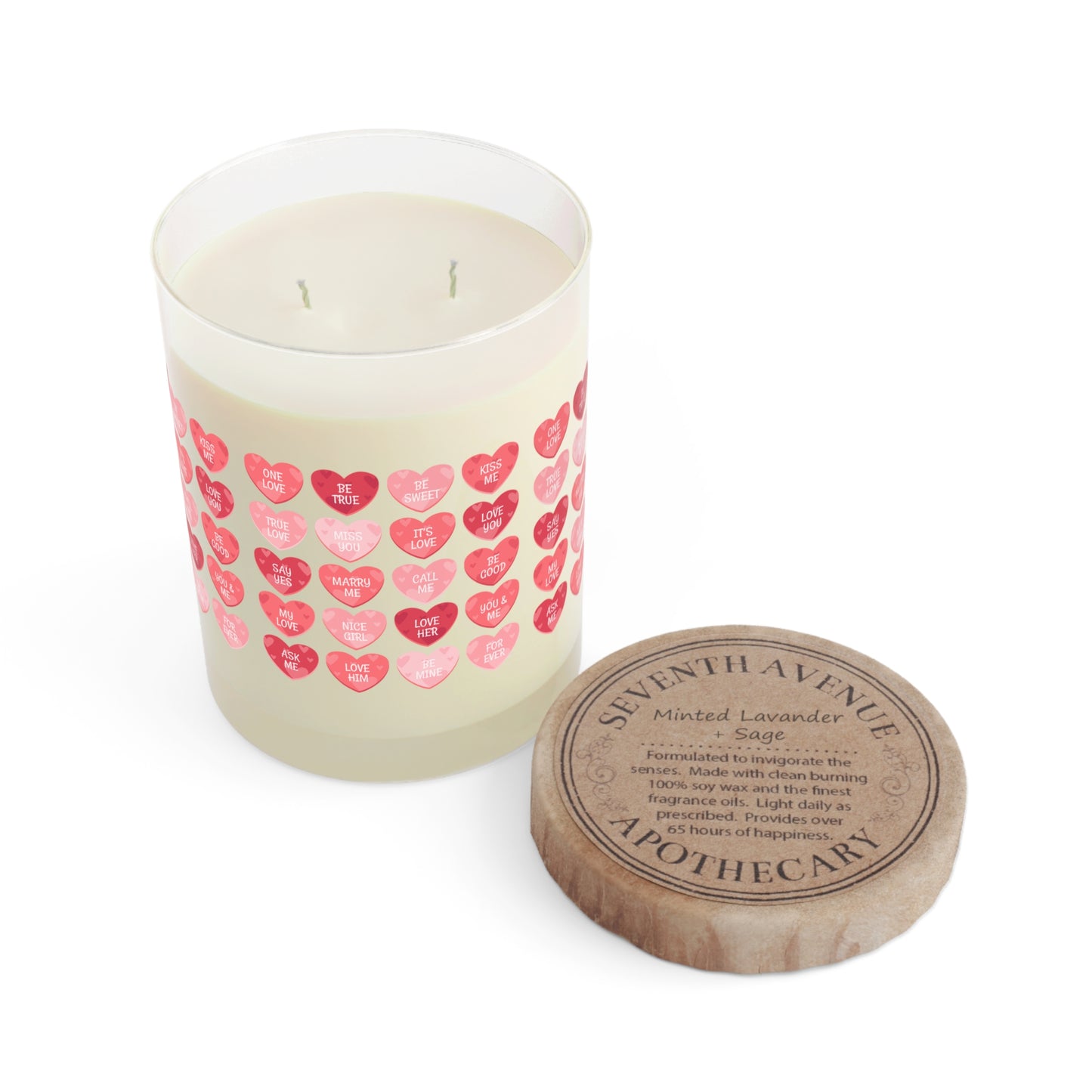 Valentine Heart Message Scented Candle — 11oz Glass