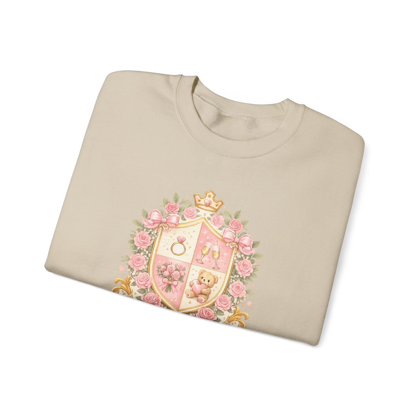 Floral Coat of Arms Crewneck Sweatshirt — 'Sweetheart' Pink Vintage Crest