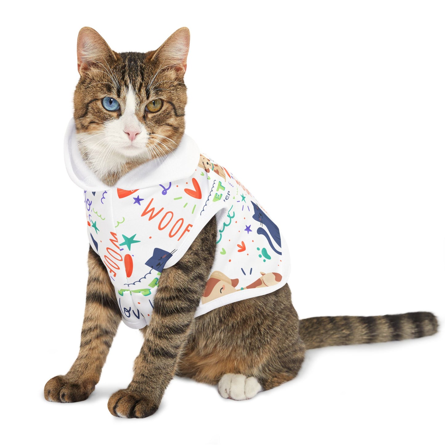 Fun Pet Hoodie - Colorful Dog and Cat Print