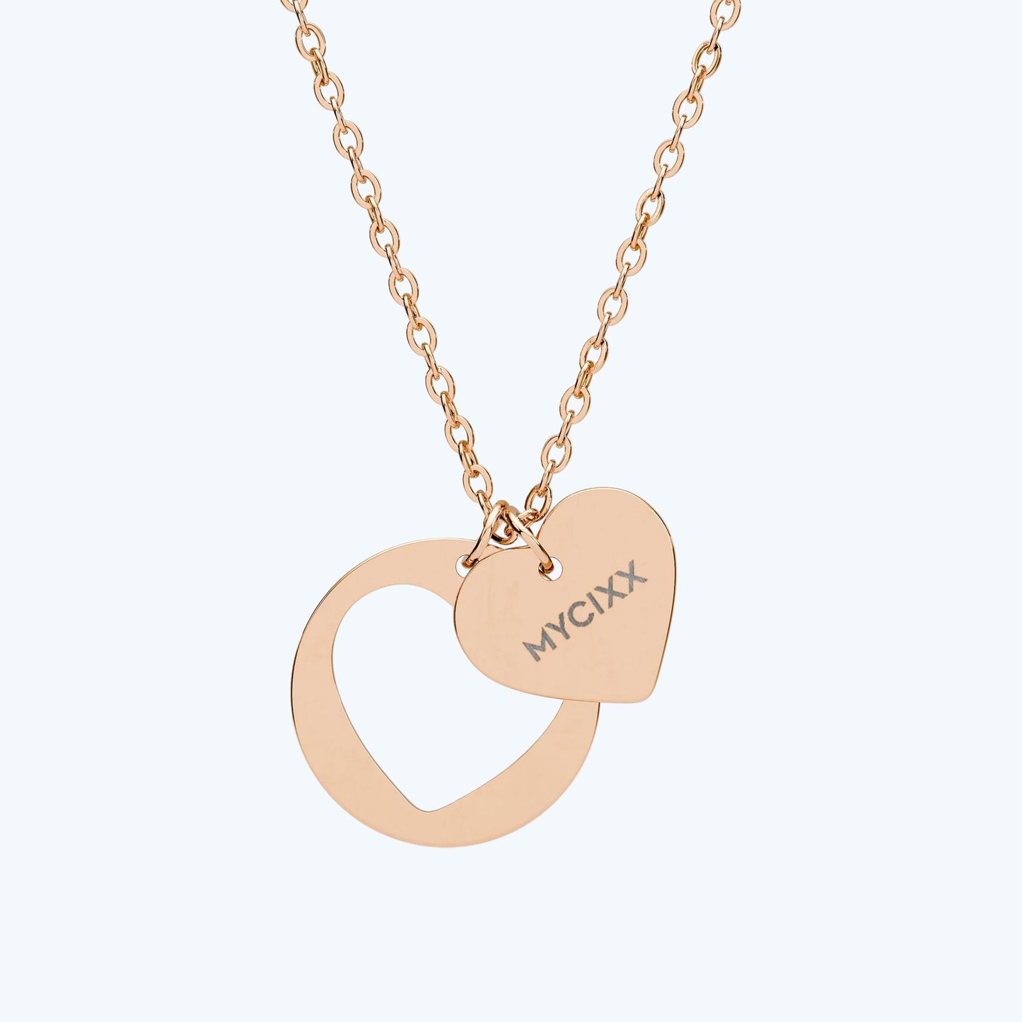Engravable Heart Cutout Necklace – Personalized Roman Numeral Pendant (Silver or Rose Gold)
