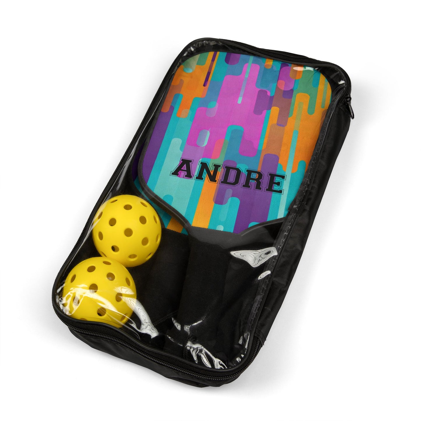 Personalized Colorful Pickleball Paddle Set – Custom Name ‘ANDRE’ Design