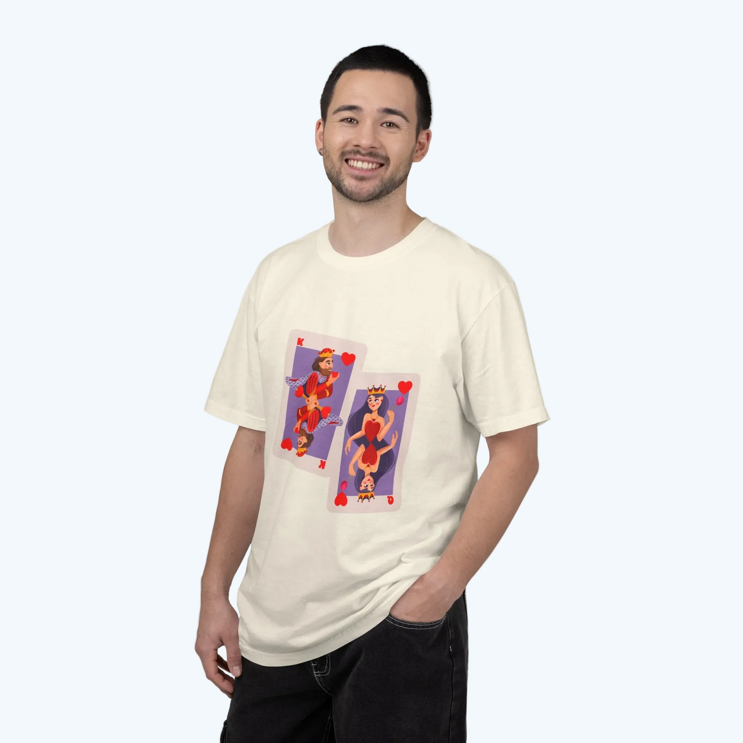 Playing Card Lovers T-Shirt — Queen & King of Hearts Graphic Tee