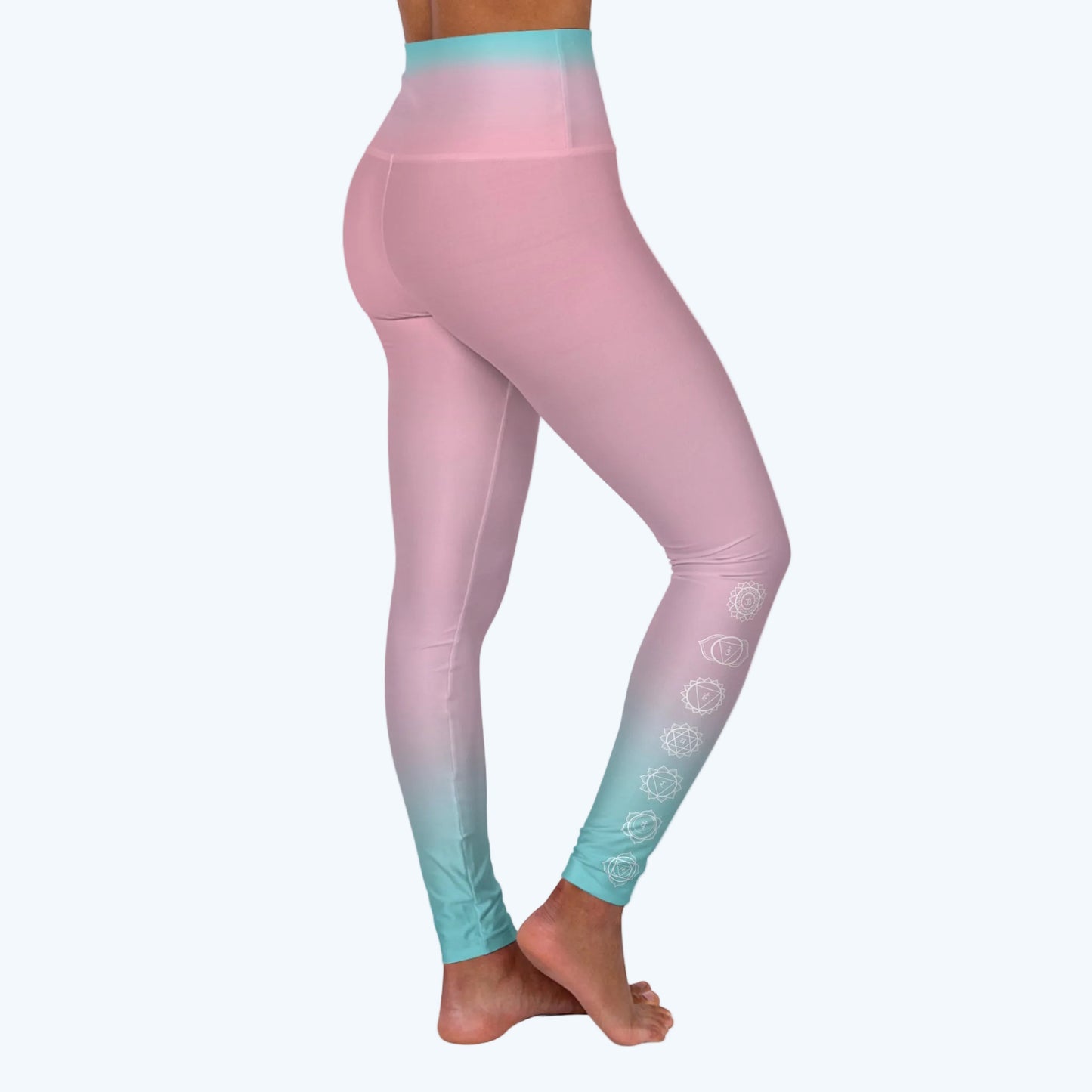 Pink Watercolor High-Waisted Yoga Leggings – Tie-Dye Pastel Workout Leggings
