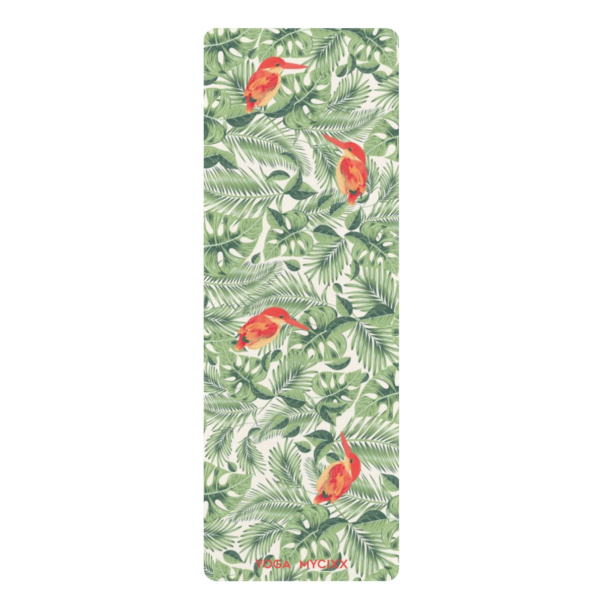 Tropical Flamingo Rubber Yoga Mat — Non-Slip Eco Yoga Mat with Leaf Print