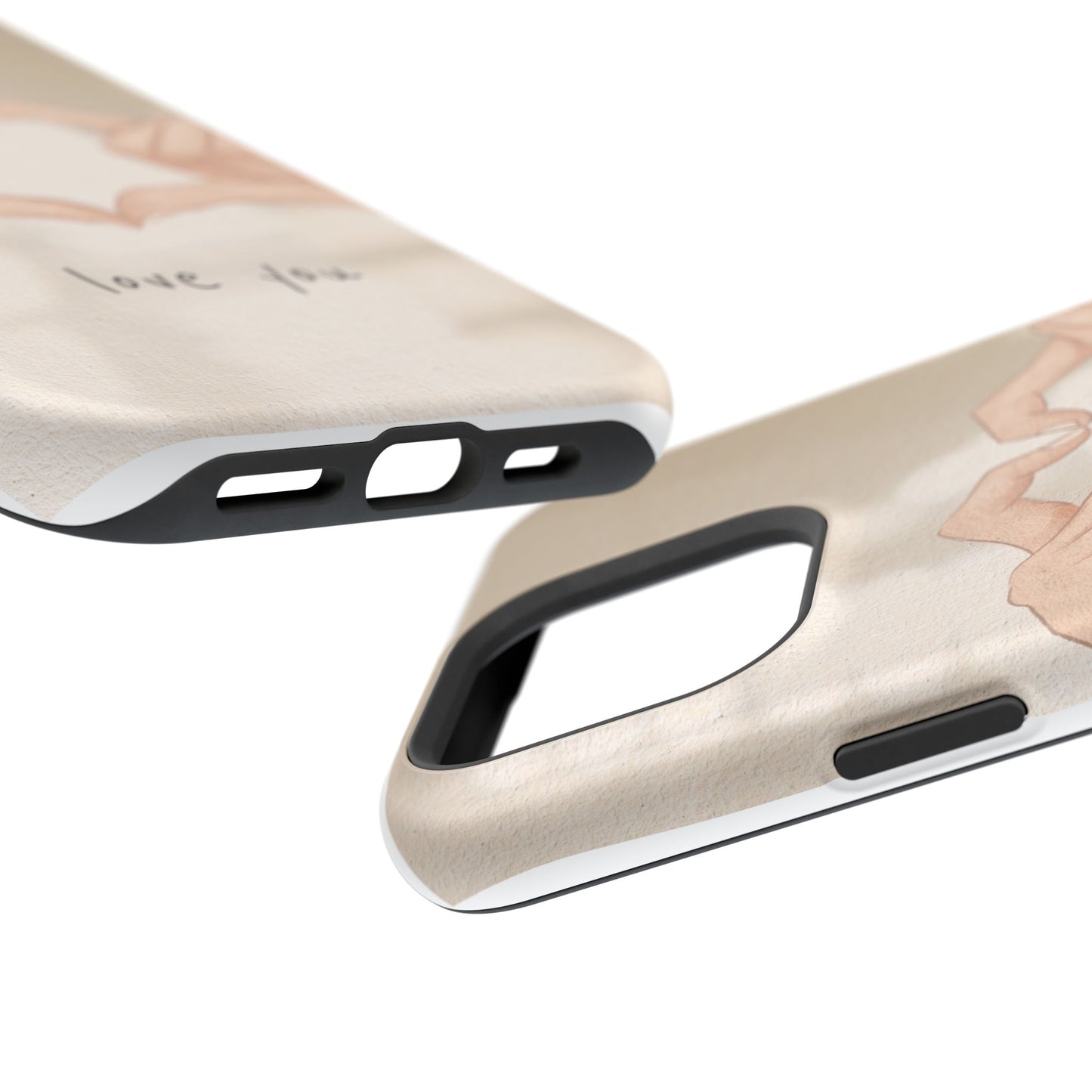 Phone Case — Hands Forming Heart with “love you” Romantic Protective Cover