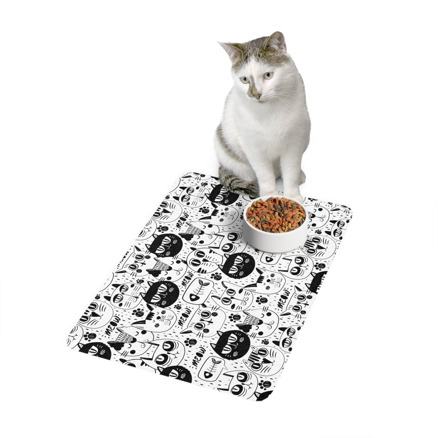 Cute Cat Design Pet Food Mat | Cat Lover Gift | Fun Animal Bowl Mat | Kittens Design | House Decor | Pet Accessories