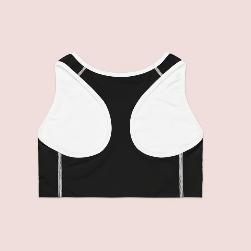 Hustle Hard Sports Bra — Motivational Black Racerback Activewear