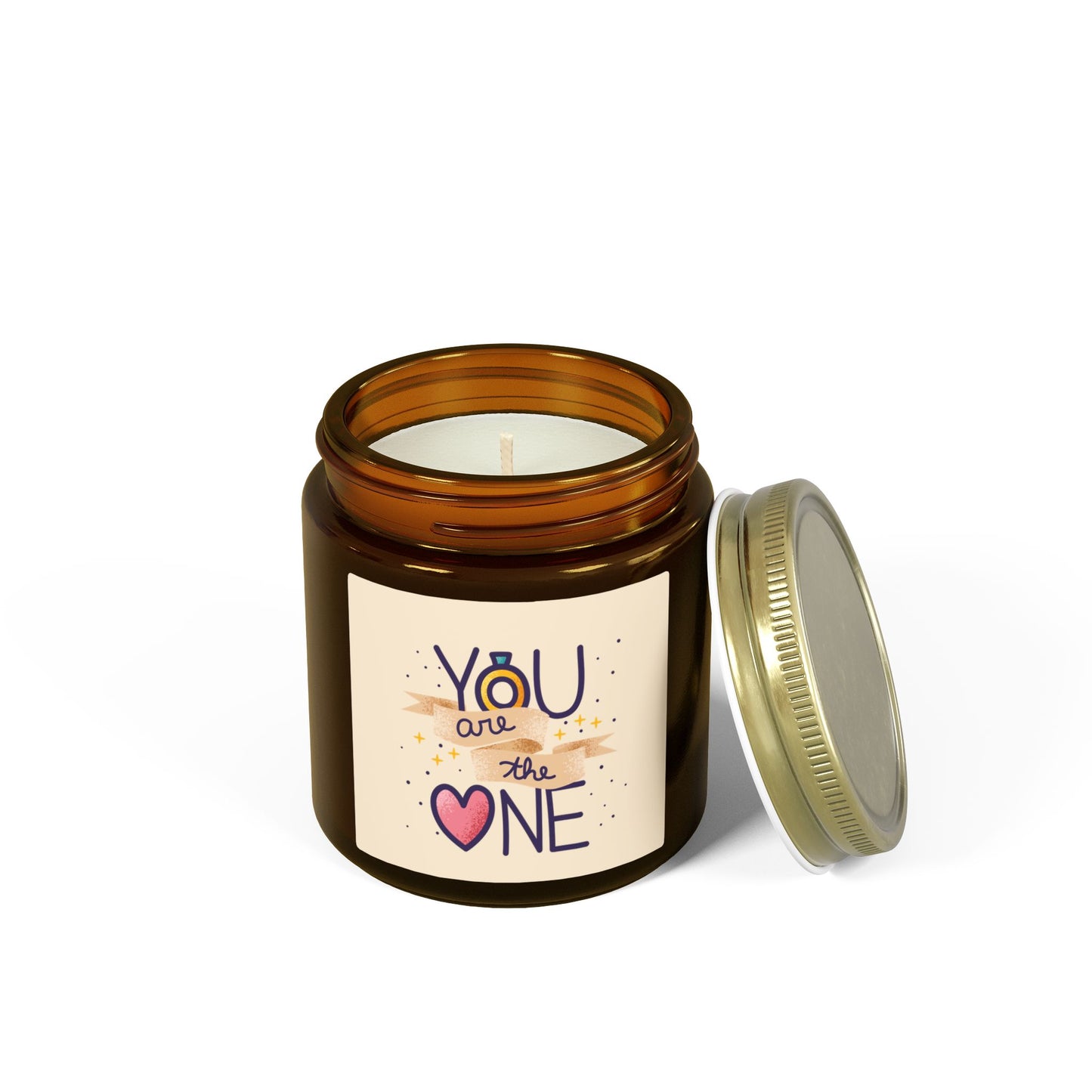 Scented Candle — Coconut Apricot Wax (4oz/9oz) “You Are the One” Love Jar