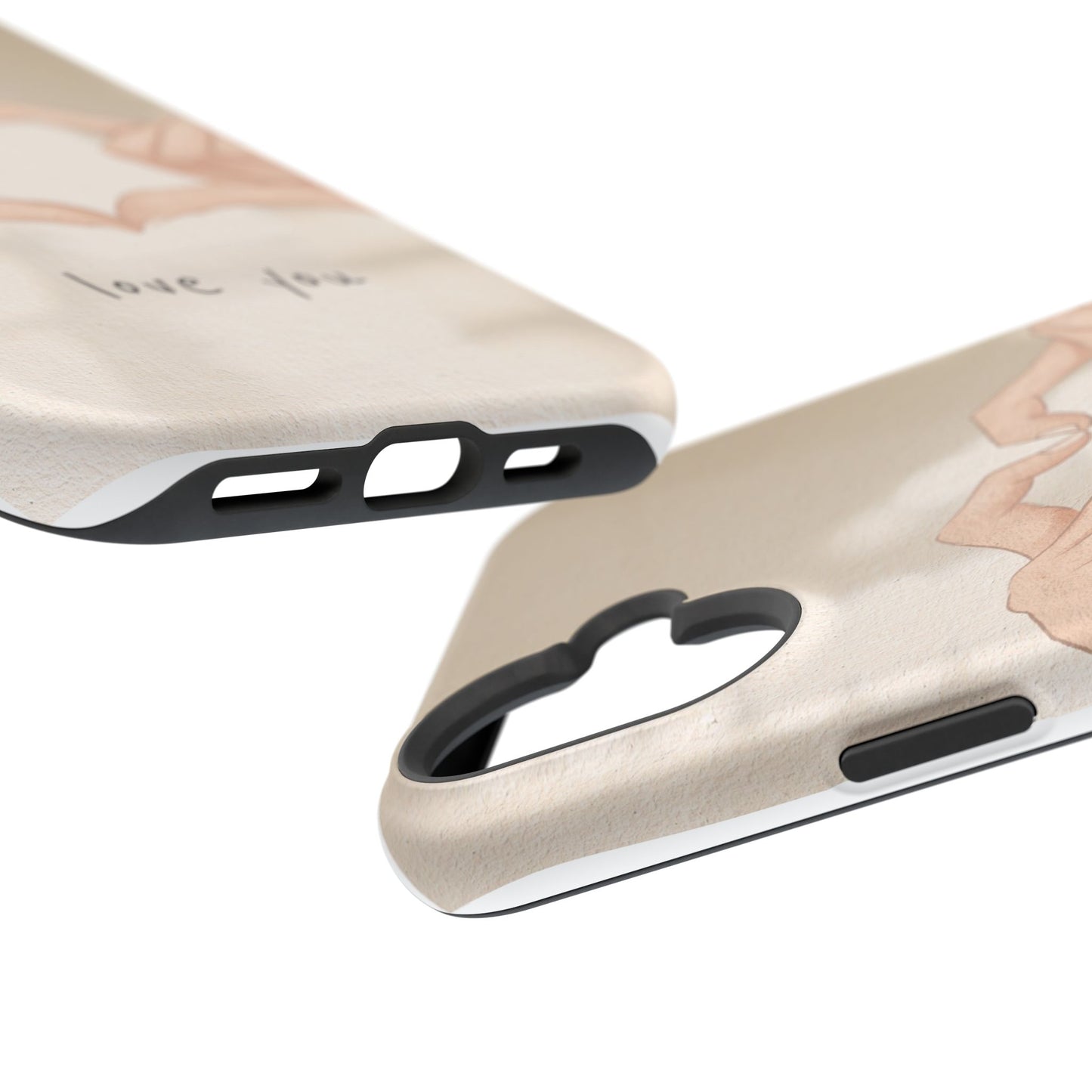 Phone Case — Hands Forming Heart with “love you” Romantic Protective Cover
