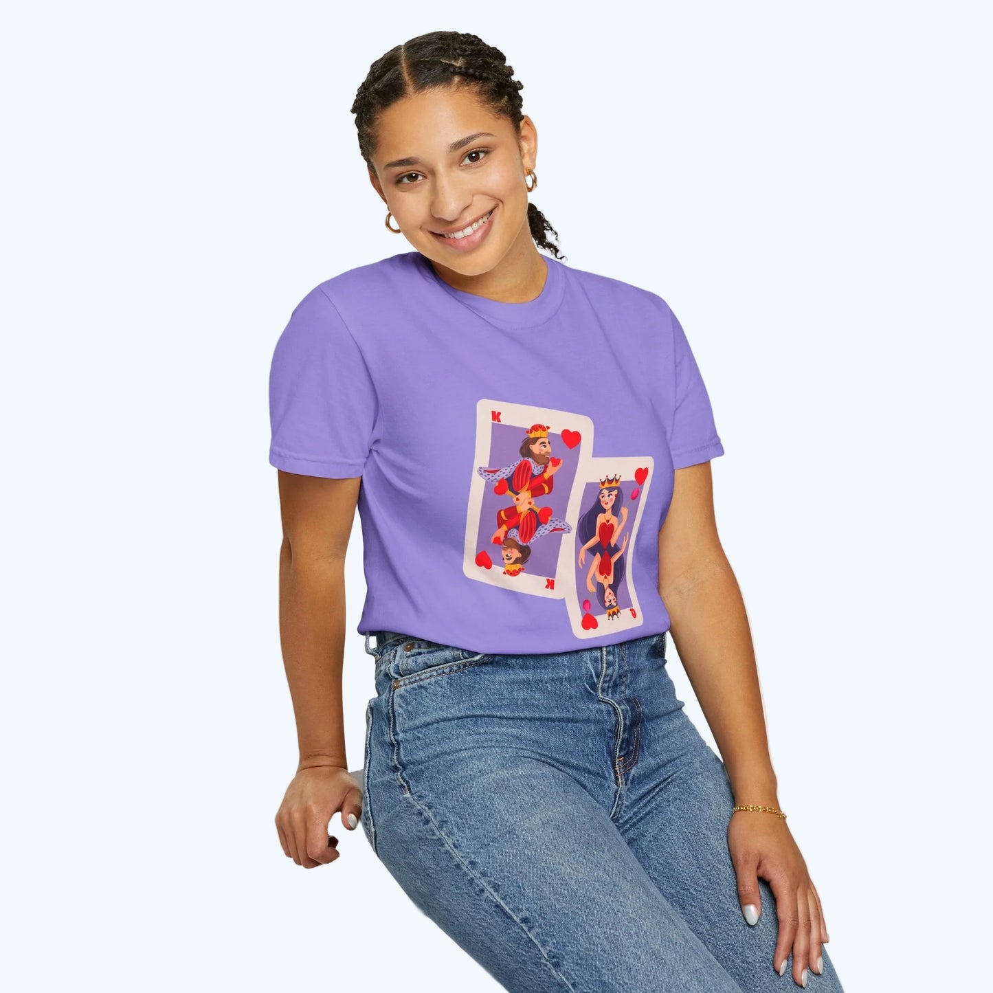 Playing Card Lovers T-Shirt — Queen & King of Hearts Graphic Tee
