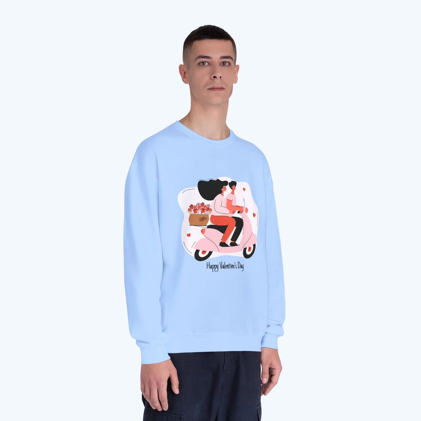 Valentine’s Day Couple Scooter Crewneck Sweatshirt