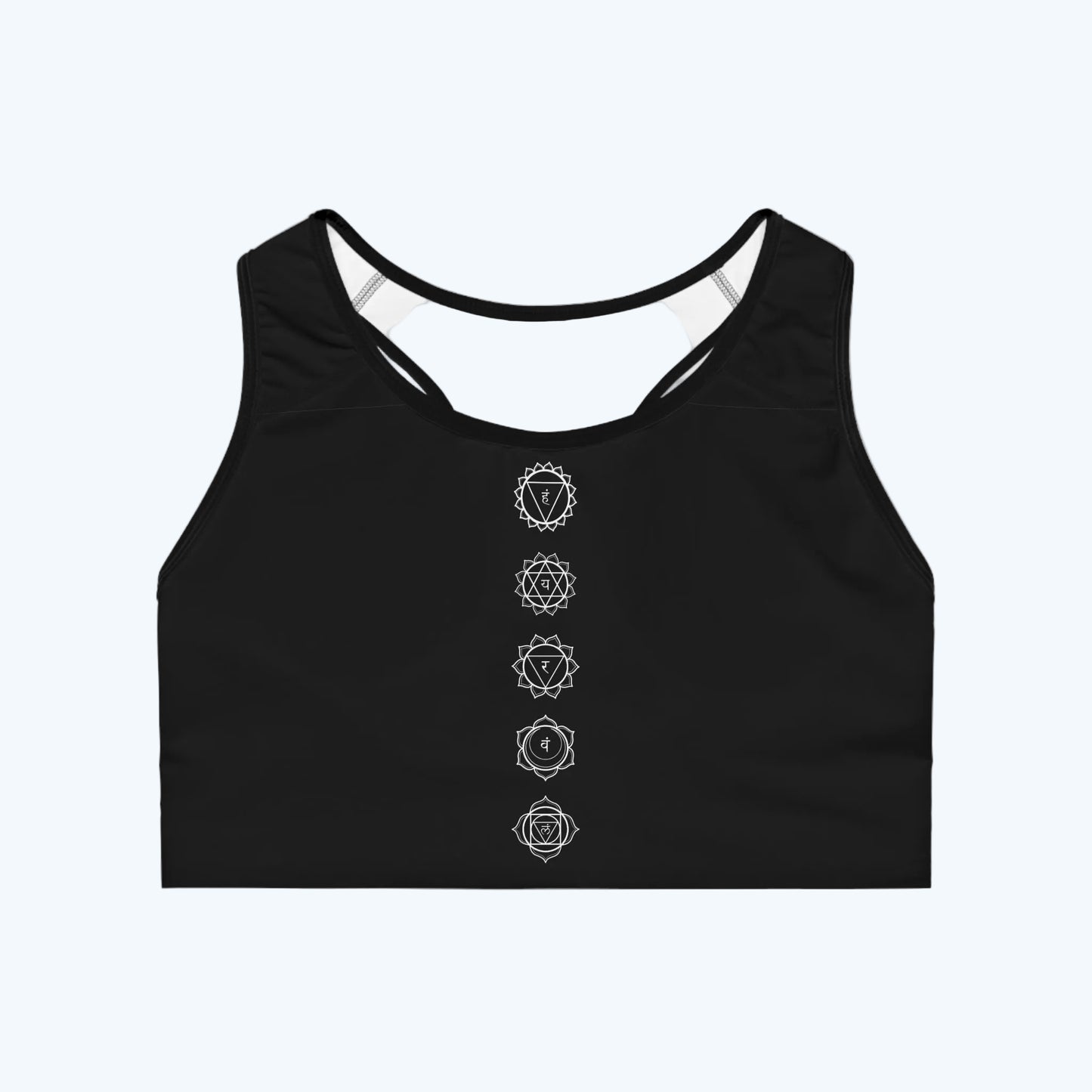 Chakra Line Sports Bra — Black Yoga Activewear