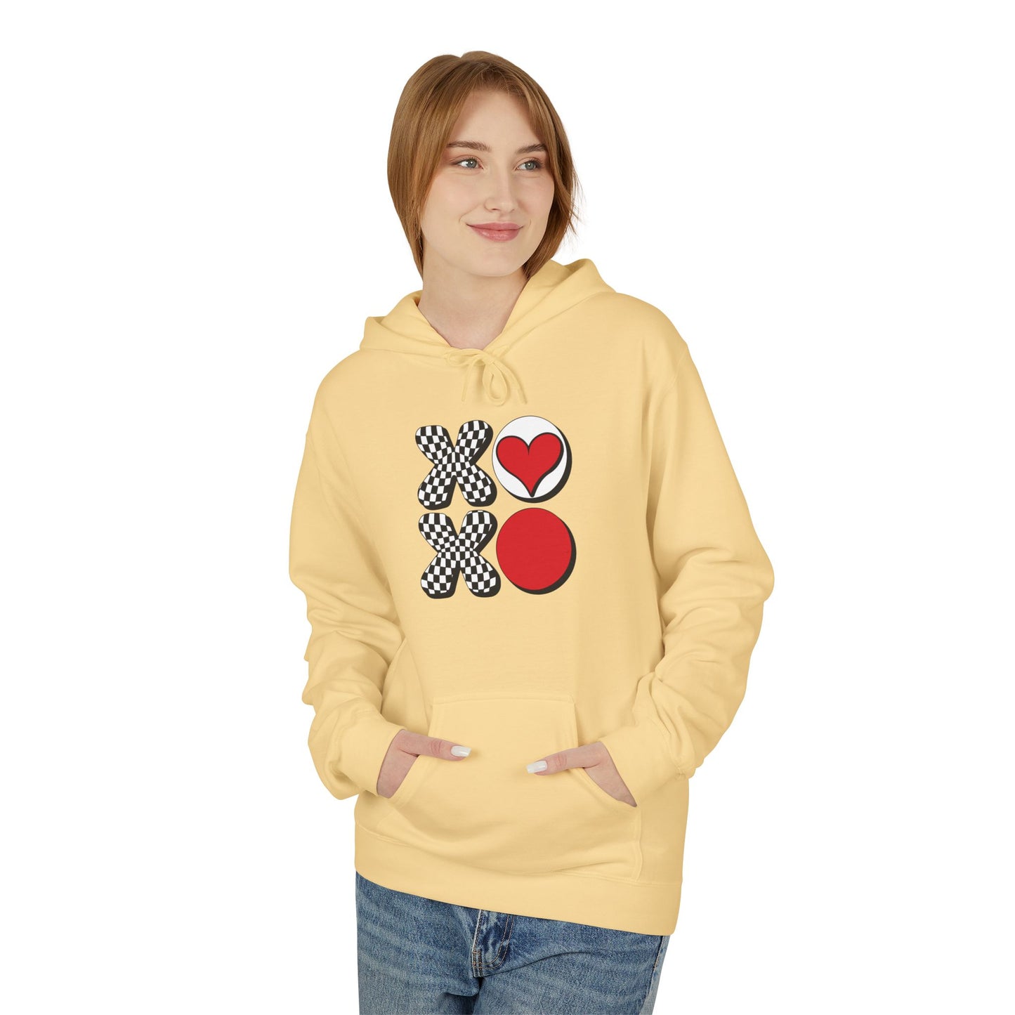 Hugs & Kisses Heart Hoodie — XOXO Checkerboard Love Pullover