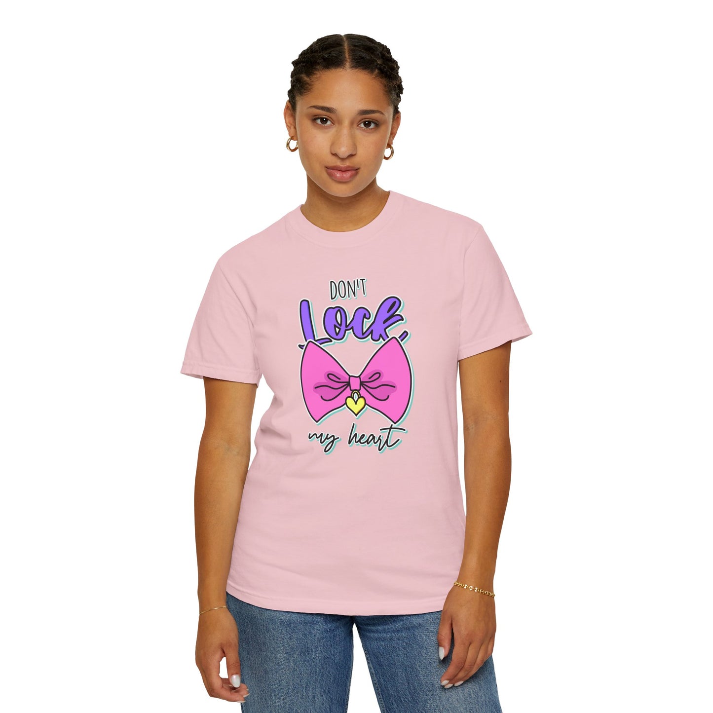 Don't Lock My Heart T-Shirt — Cute Pink Bow Graphic Tee