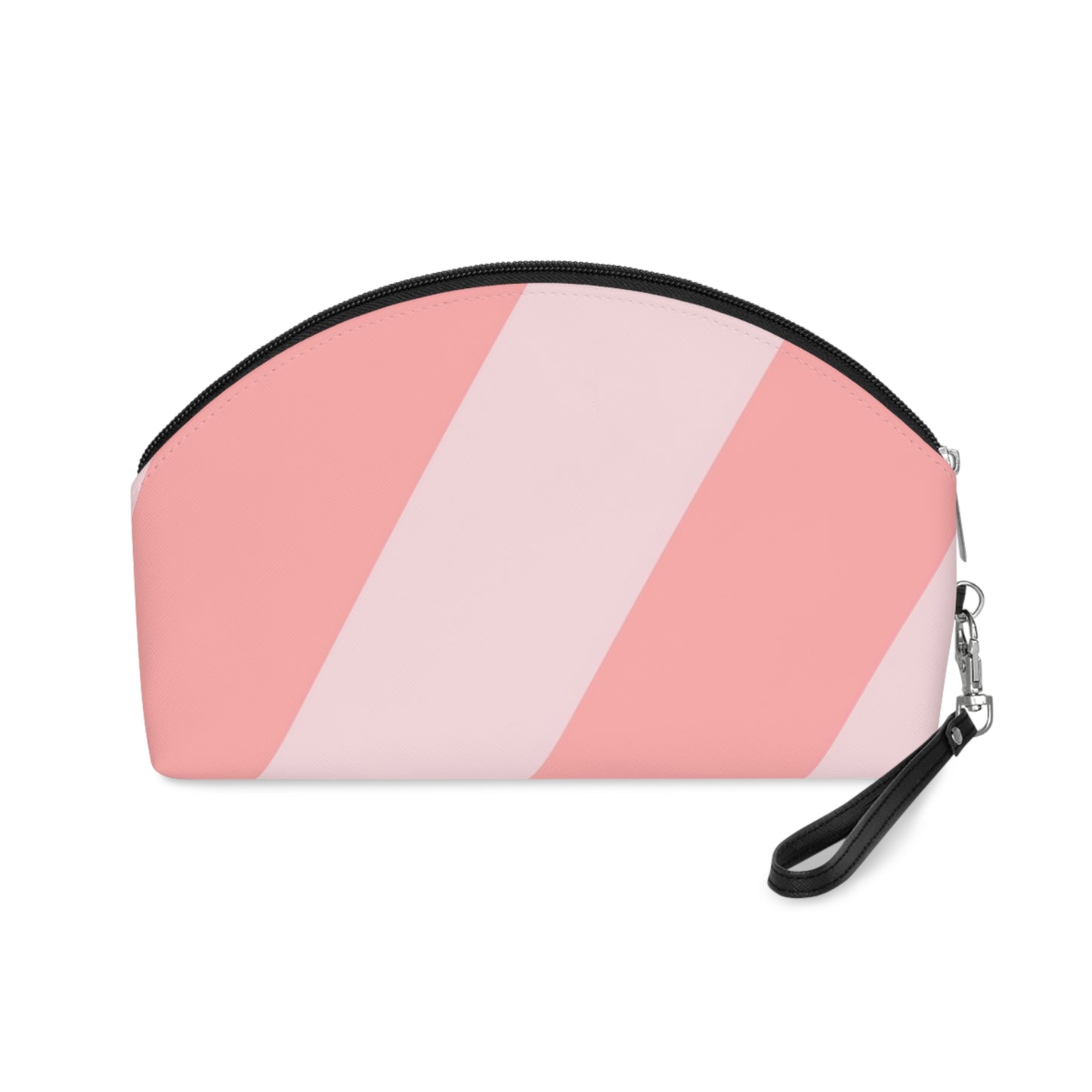 Floral Monogram 'A' Makeup Bag — Pink Striped Cosmetic Pouch