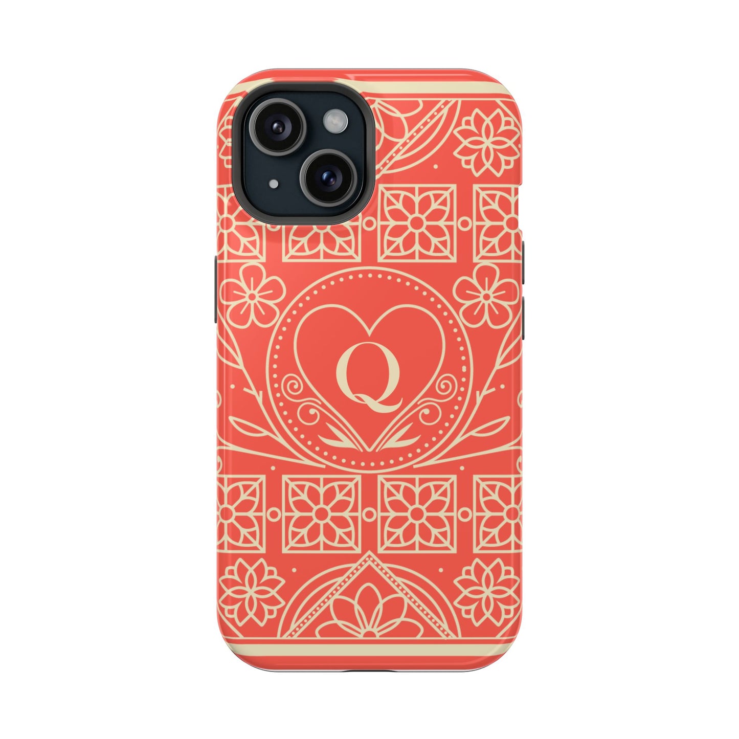 Heart Pattern Magnetic Impact Phone Case — Protective Wallet-Ready iPhone Cover