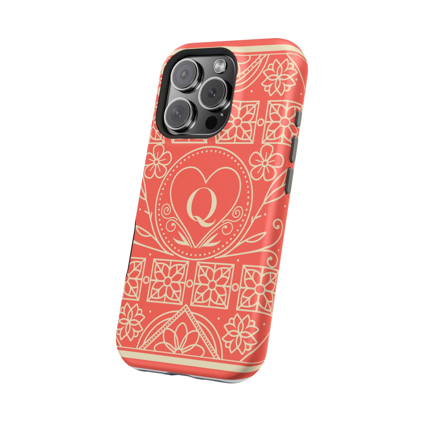 Heart Pattern Magnetic Impact Phone Case — Protective Wallet-Ready iPhone Cover