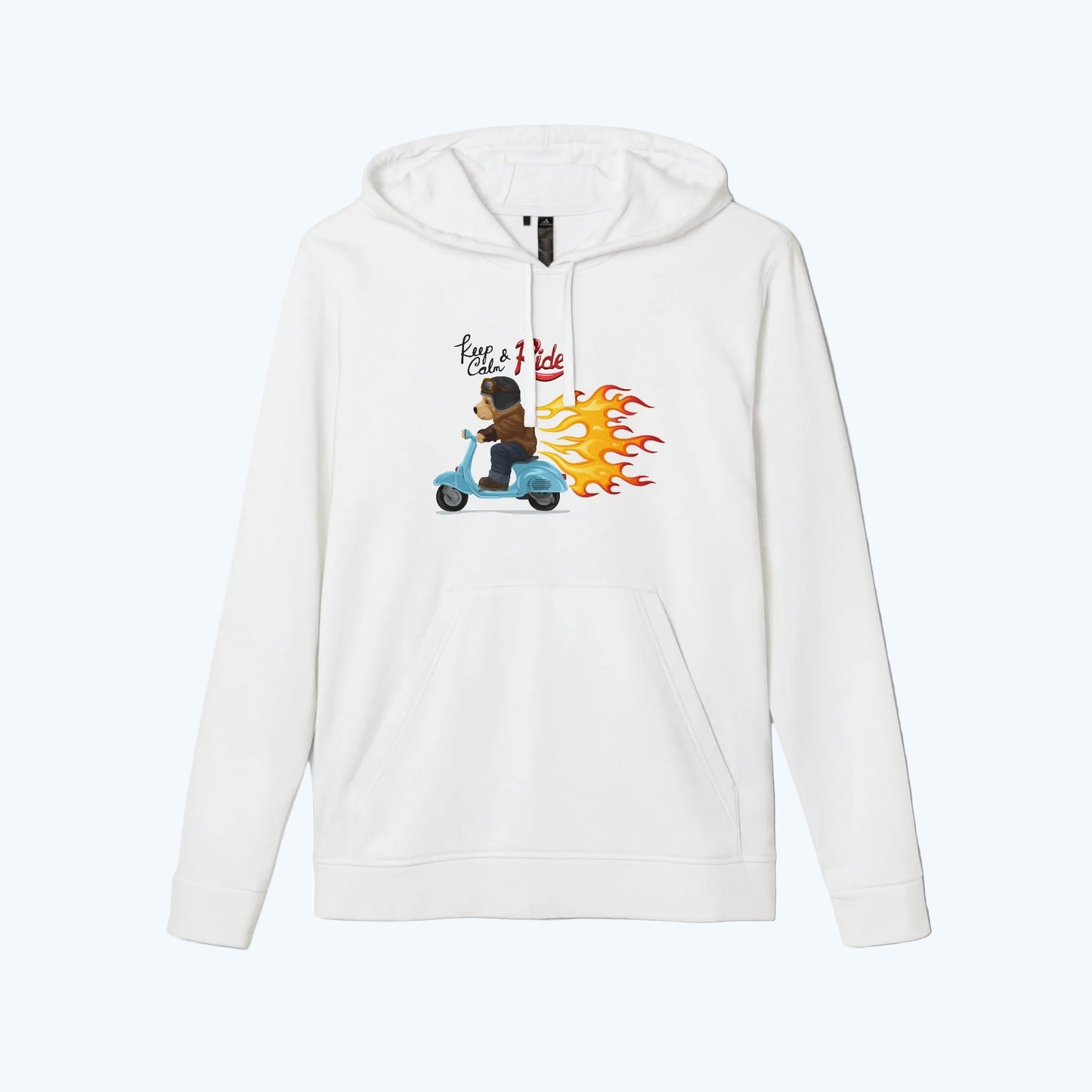 Racer Bear Hoodie — Flaming Scooter Graphic Sweatshirt