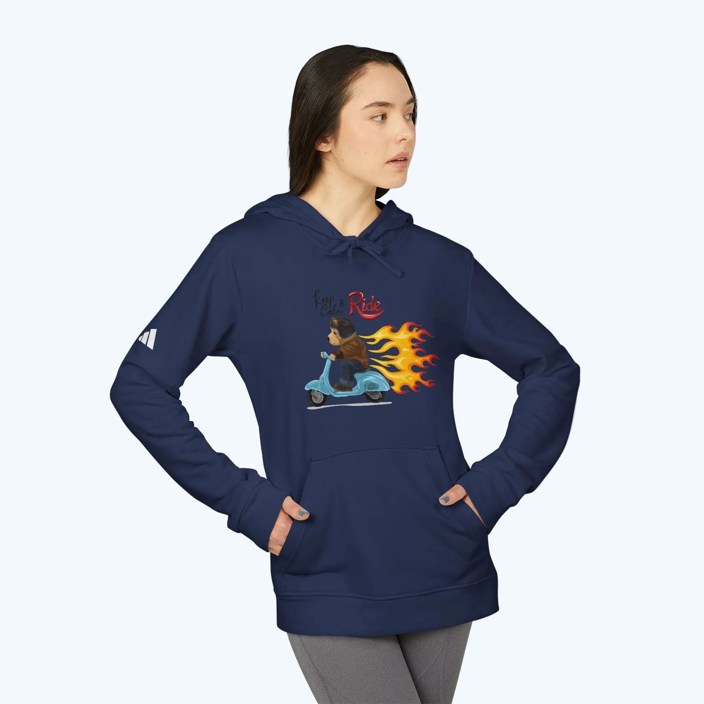 Racer Bear Hoodie — Flaming Scooter Graphic Sweatshirt