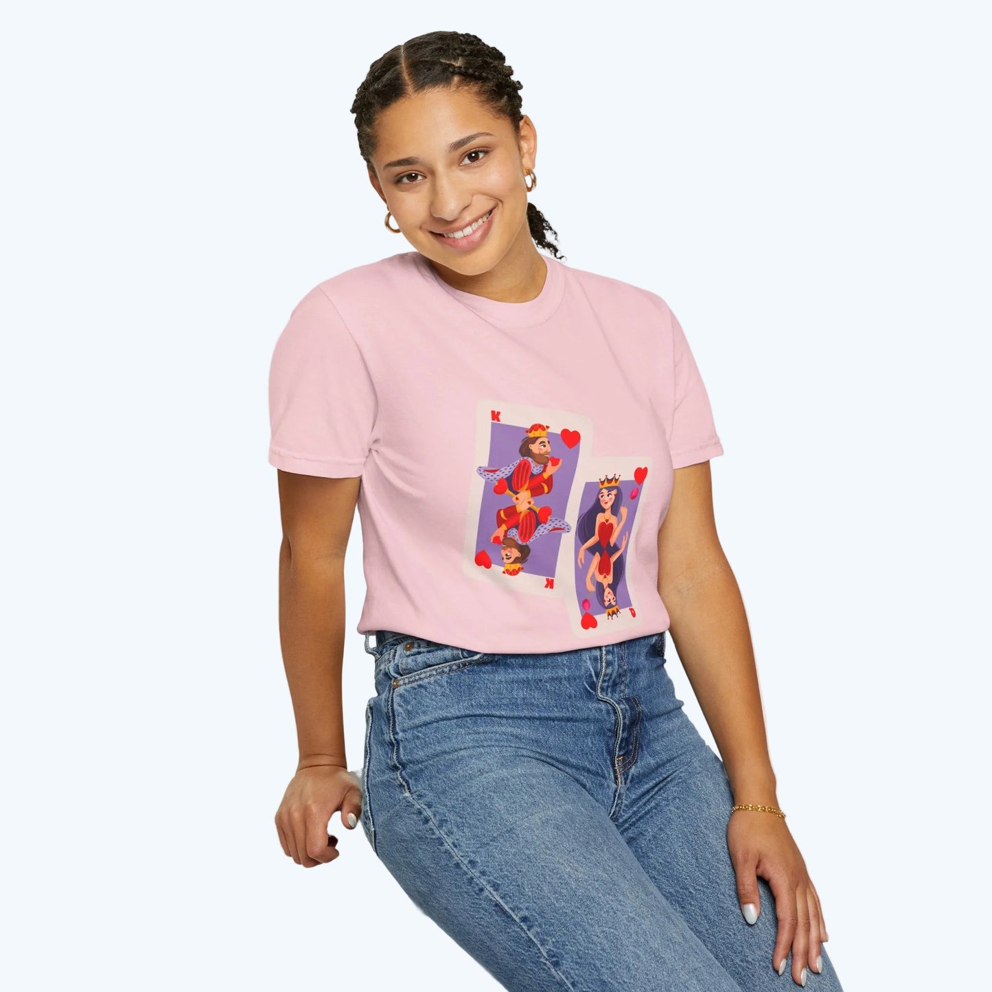 Playing Card Lovers T-Shirt — Queen & King of Hearts Graphic Tee