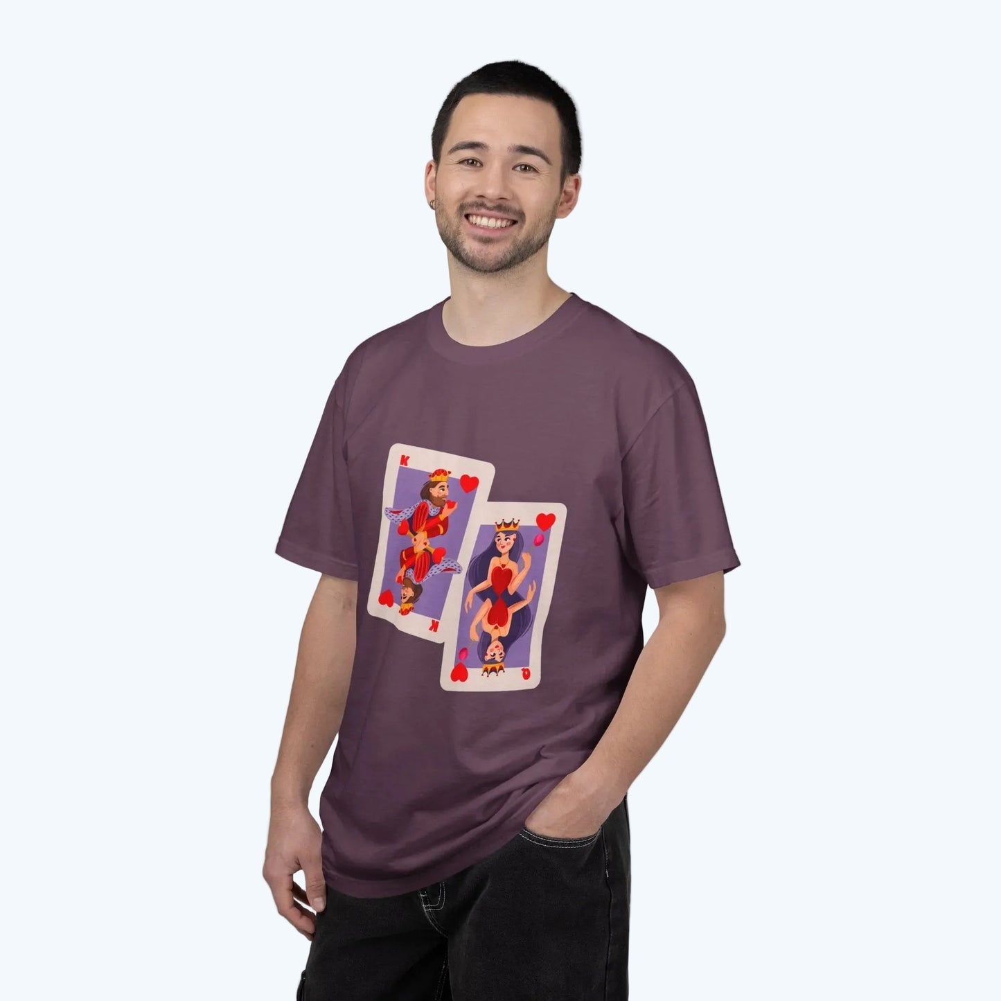 Playing Card Lovers T-Shirt — Queen & King of Hearts Graphic Tee