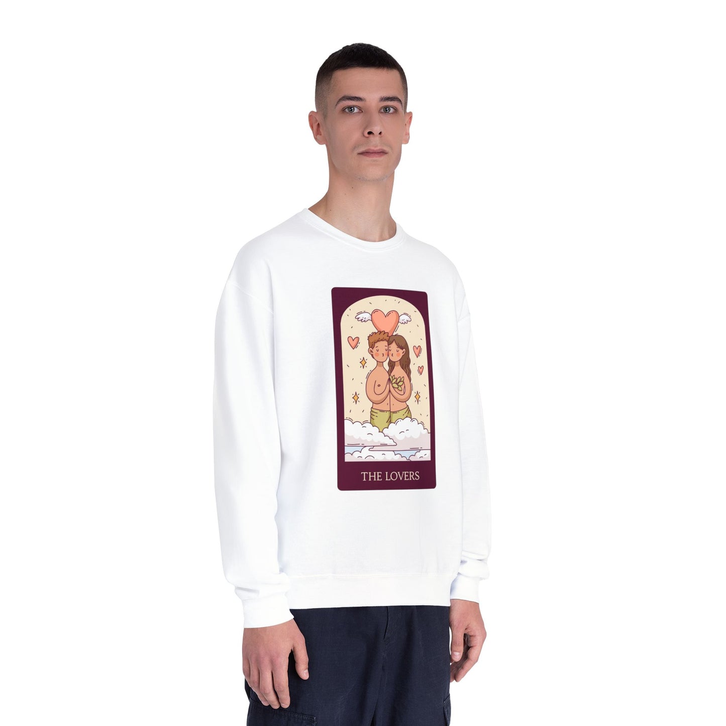 Tarot 'The Lovers' Crewneck Sweatshirt — Cute Retro Love Card Design