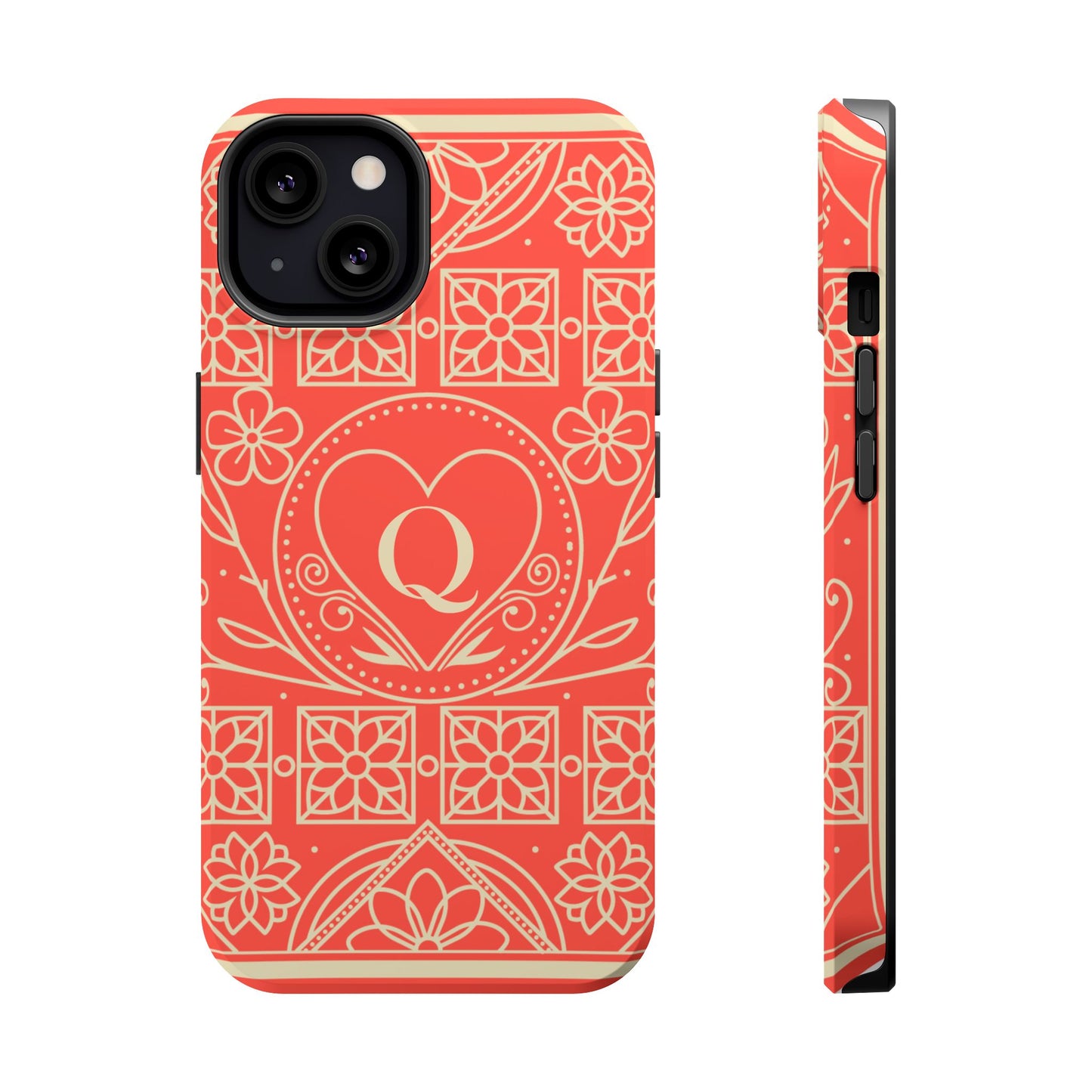 Heart Pattern Magnetic Impact Phone Case — Protective Wallet-Ready iPhone Cover