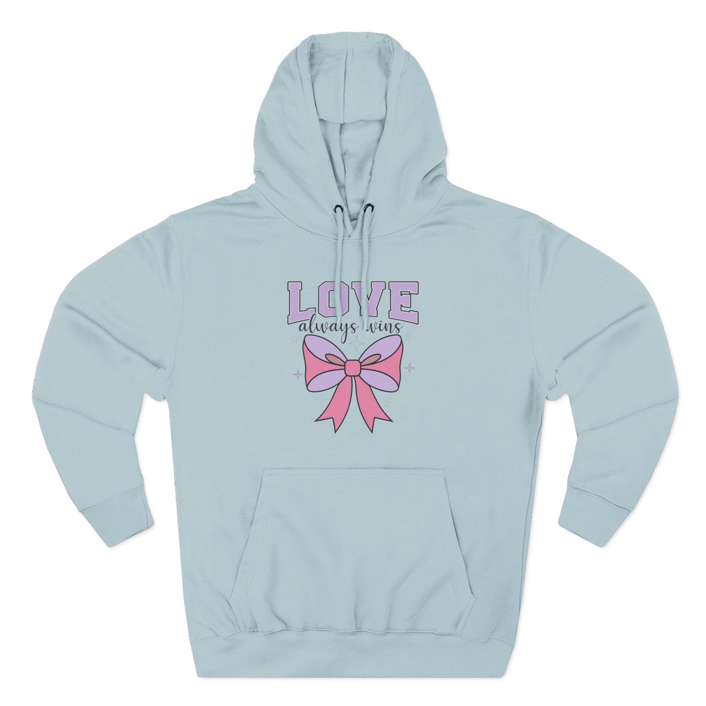 Love Always Wins Hoodie — Cute Pastel Bow Graphic Pullover