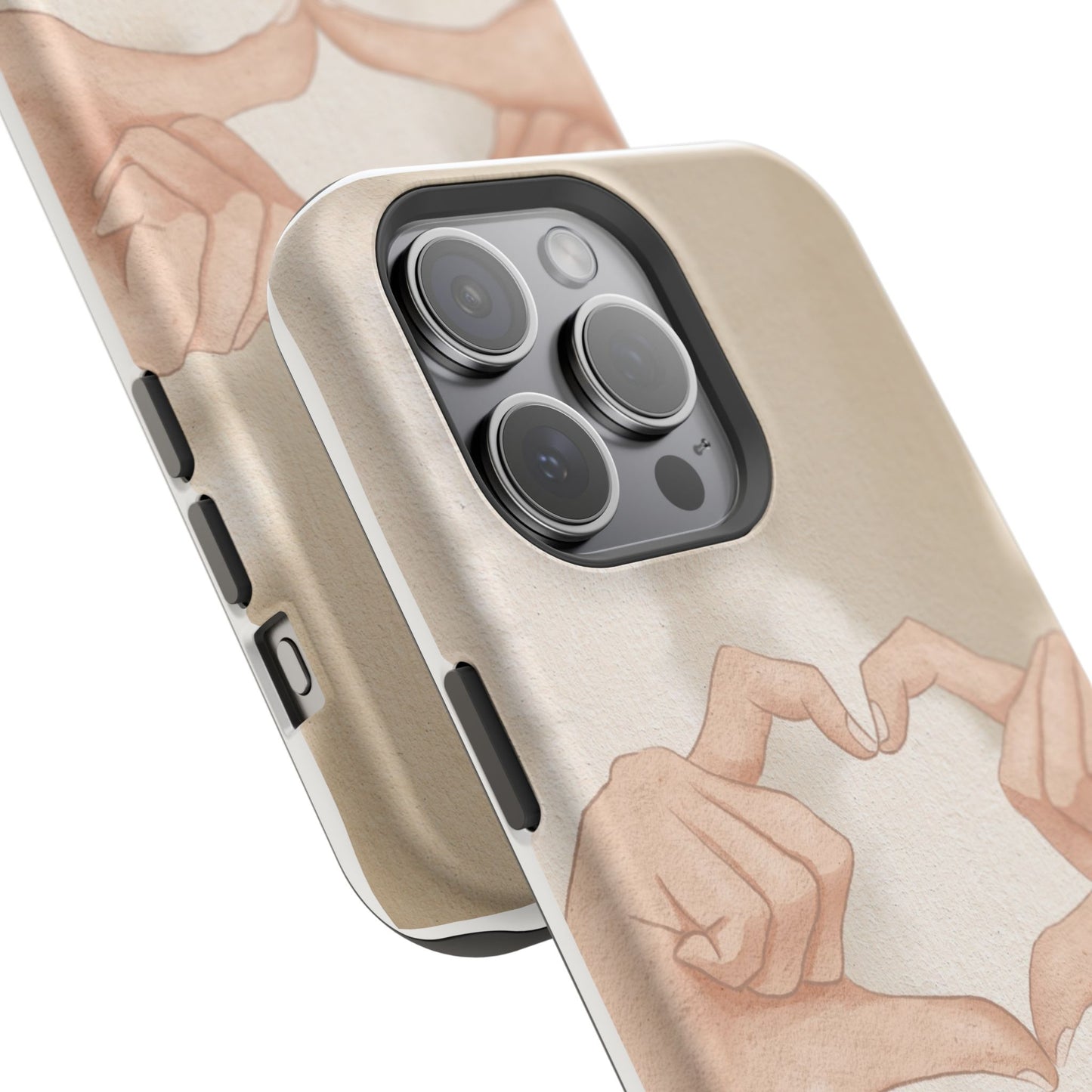 Phone Case — Hands Forming Heart with “love you” Romantic Protective Cover