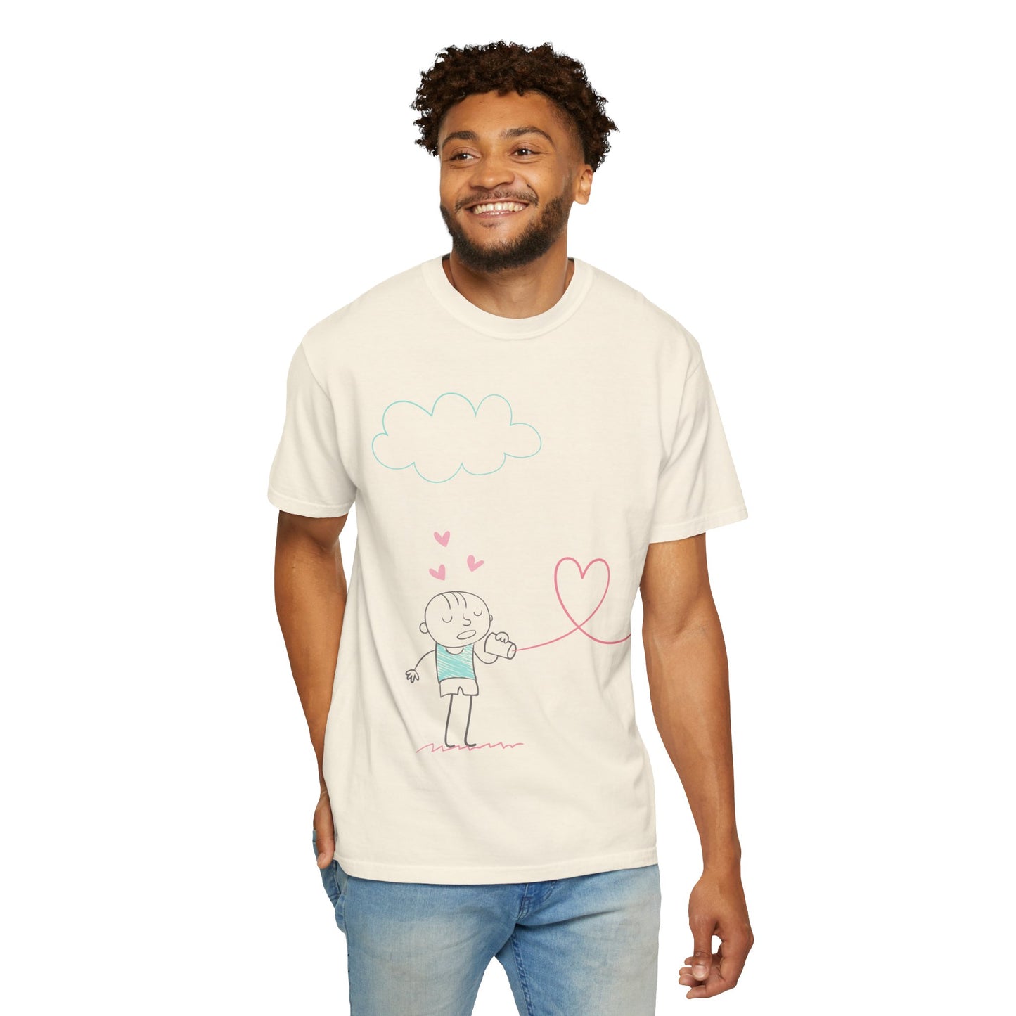 Cute Heart String T-Shirt — Hand-Drawn Love Graphic Tee