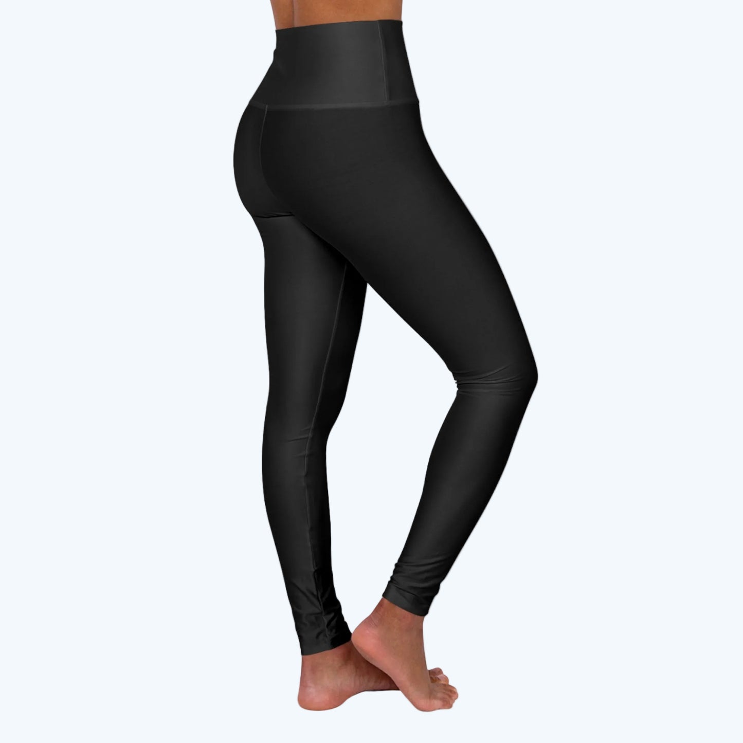 High-Waist Yoga Leggings — Black All-Over-Print Comfort