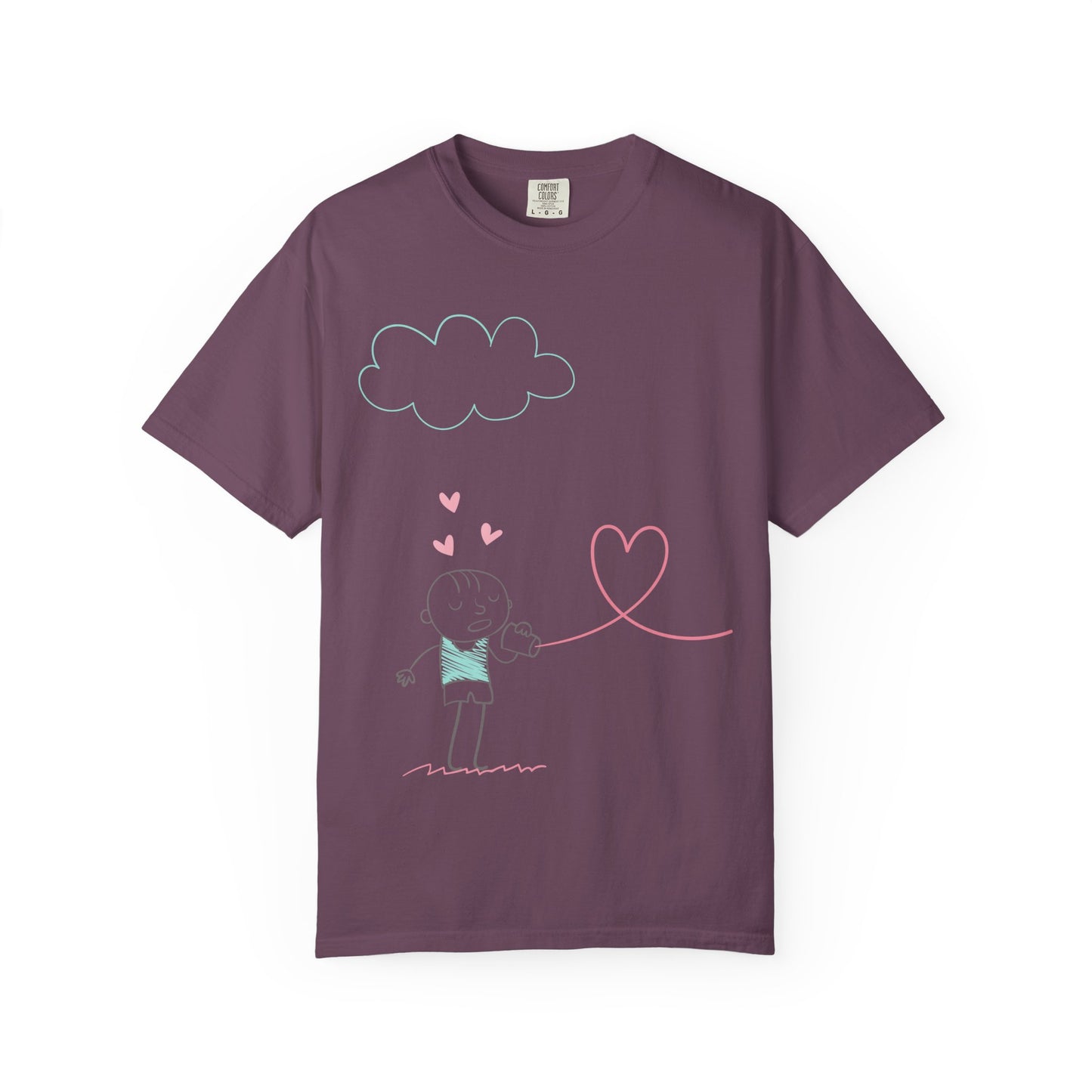 Cute Heart String T-Shirt — Hand-Drawn Love Graphic Tee