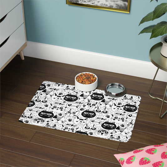 Cute Cat Design Pet Food Mat | Cat Lover Gift | Fun Animal Bowl Mat | Kittens Design | House Decor | Pet Accessories