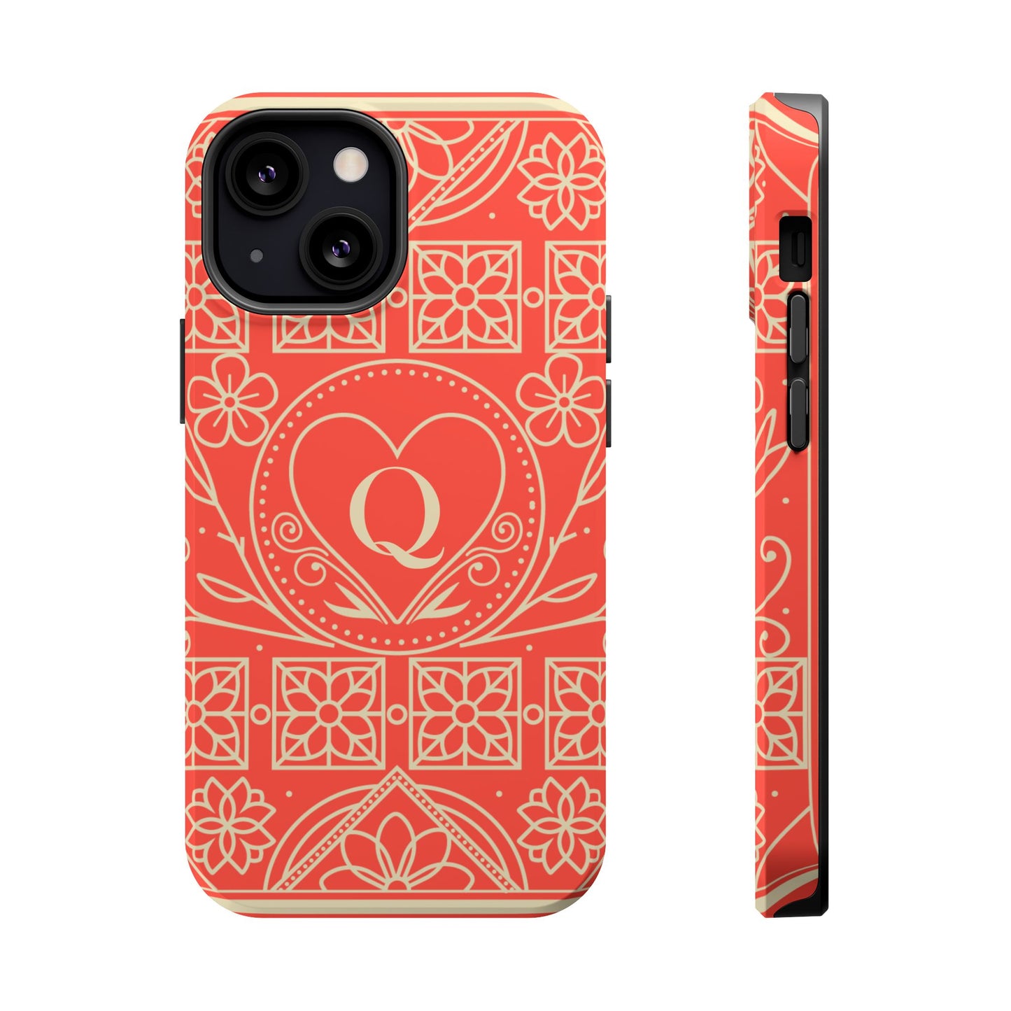 Heart Pattern Magnetic Impact Phone Case — Protective Wallet-Ready iPhone Cover