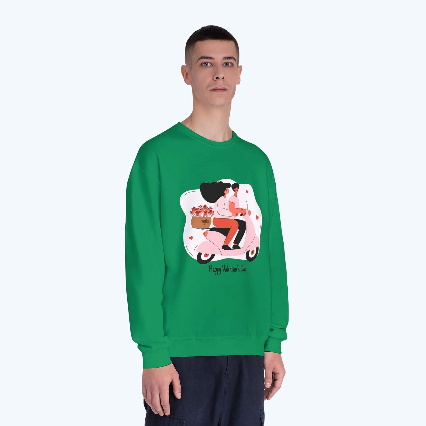 Valentine’s Day Couple Scooter Crewneck Sweatshirt