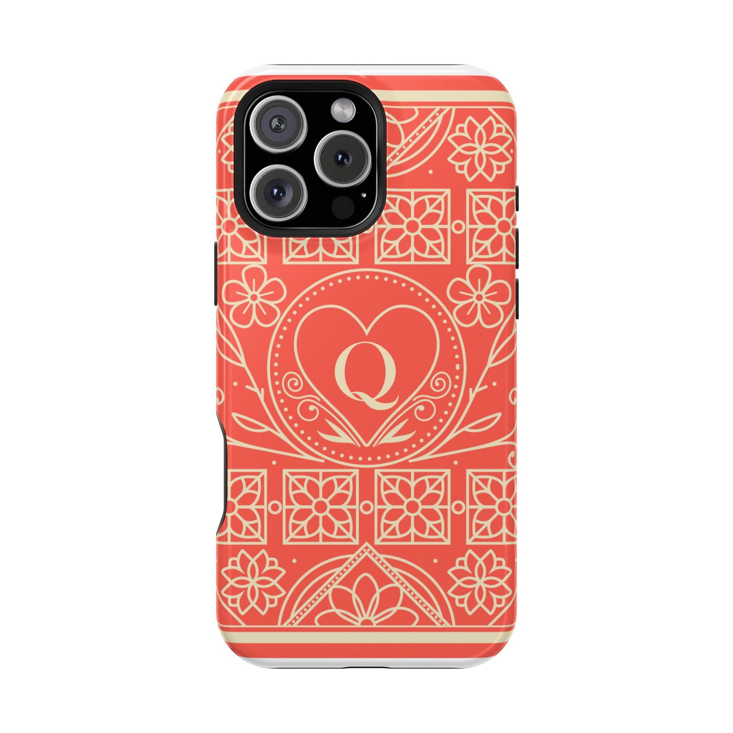 Heart Pattern Magnetic Impact Phone Case — Protective Wallet-Ready iPhone Cover