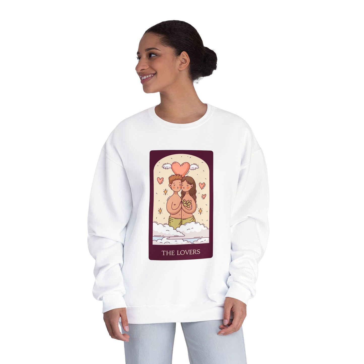 Tarot 'The Lovers' Crewneck Sweatshirt — Cute Retro Love Card Design