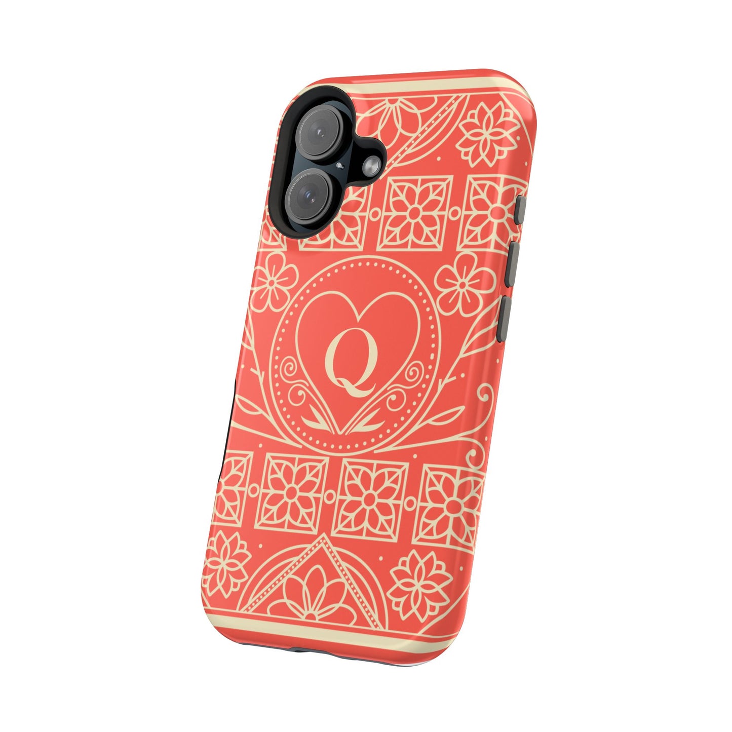 Heart Pattern Magnetic Impact Phone Case — Protective Wallet-Ready iPhone Cover