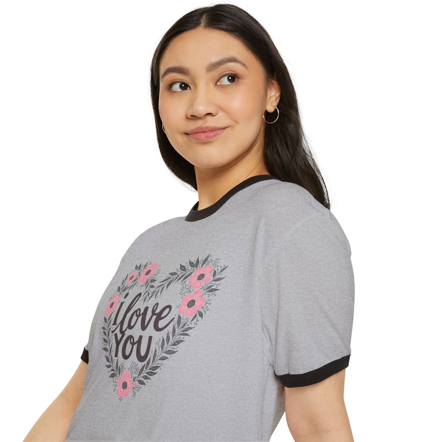I Love You Floral Ringer Tee