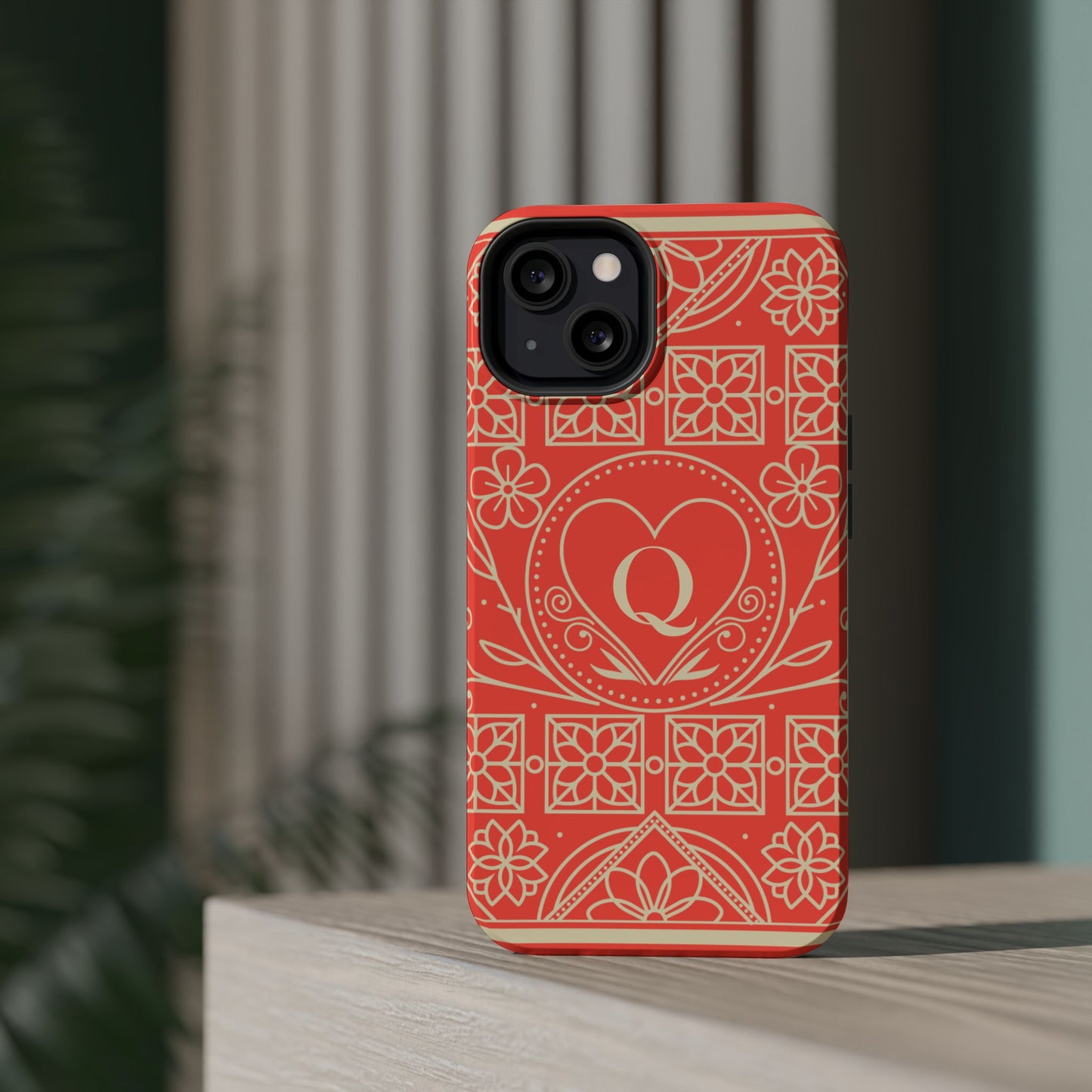 Heart Pattern Magnetic Impact Phone Case — Protective Wallet-Ready iPhone Cover