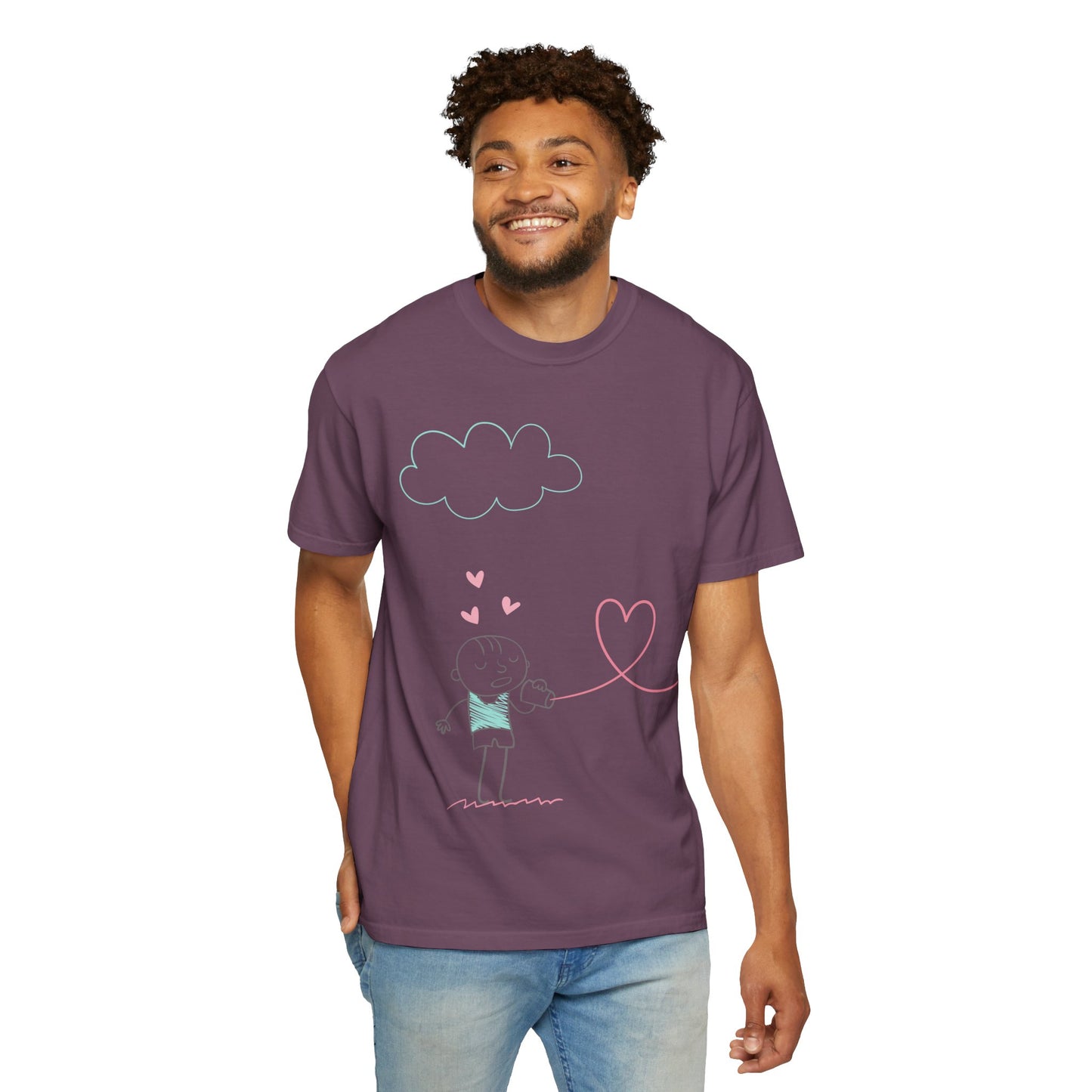 Cute Heart String T-Shirt — Hand-Drawn Love Graphic Tee
