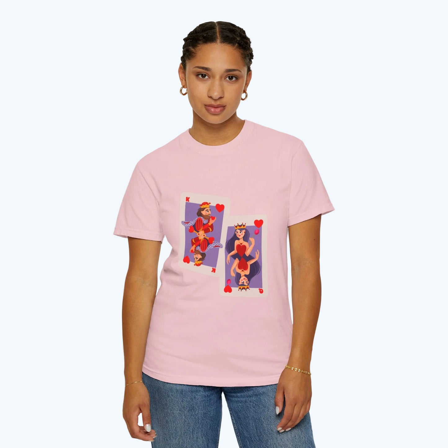 Playing Card Lovers T-Shirt — Queen & King of Hearts Graphic Tee