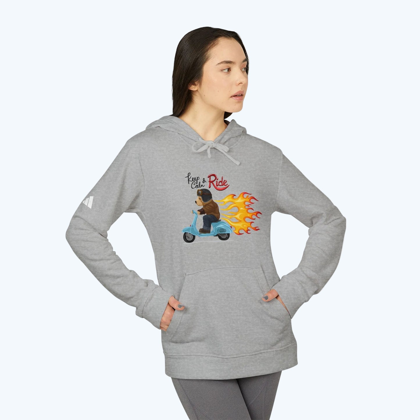 Racer Bear Hoodie — Flaming Scooter Graphic Sweatshirt