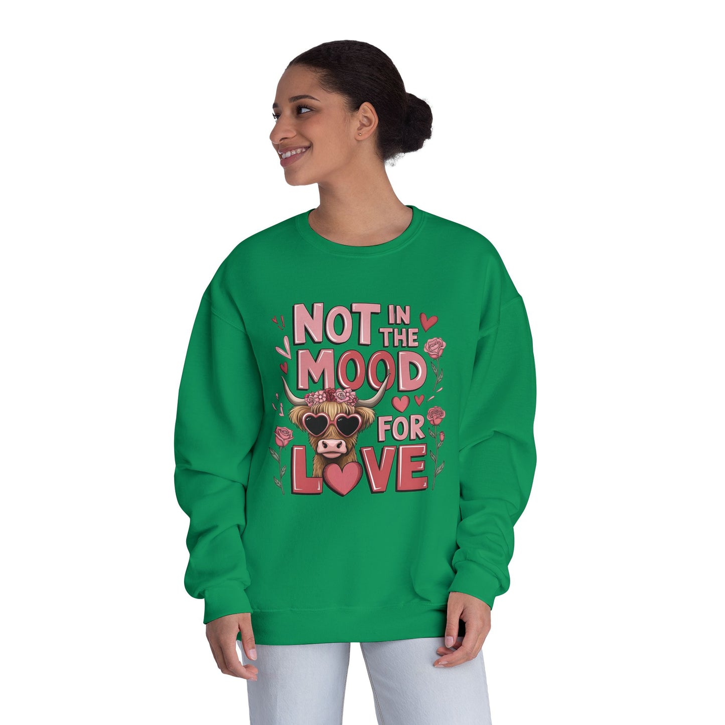 Not In The Mood For Love Crewneck Sweatshirt — Cute Grumpy Puppy Valentine Pullover