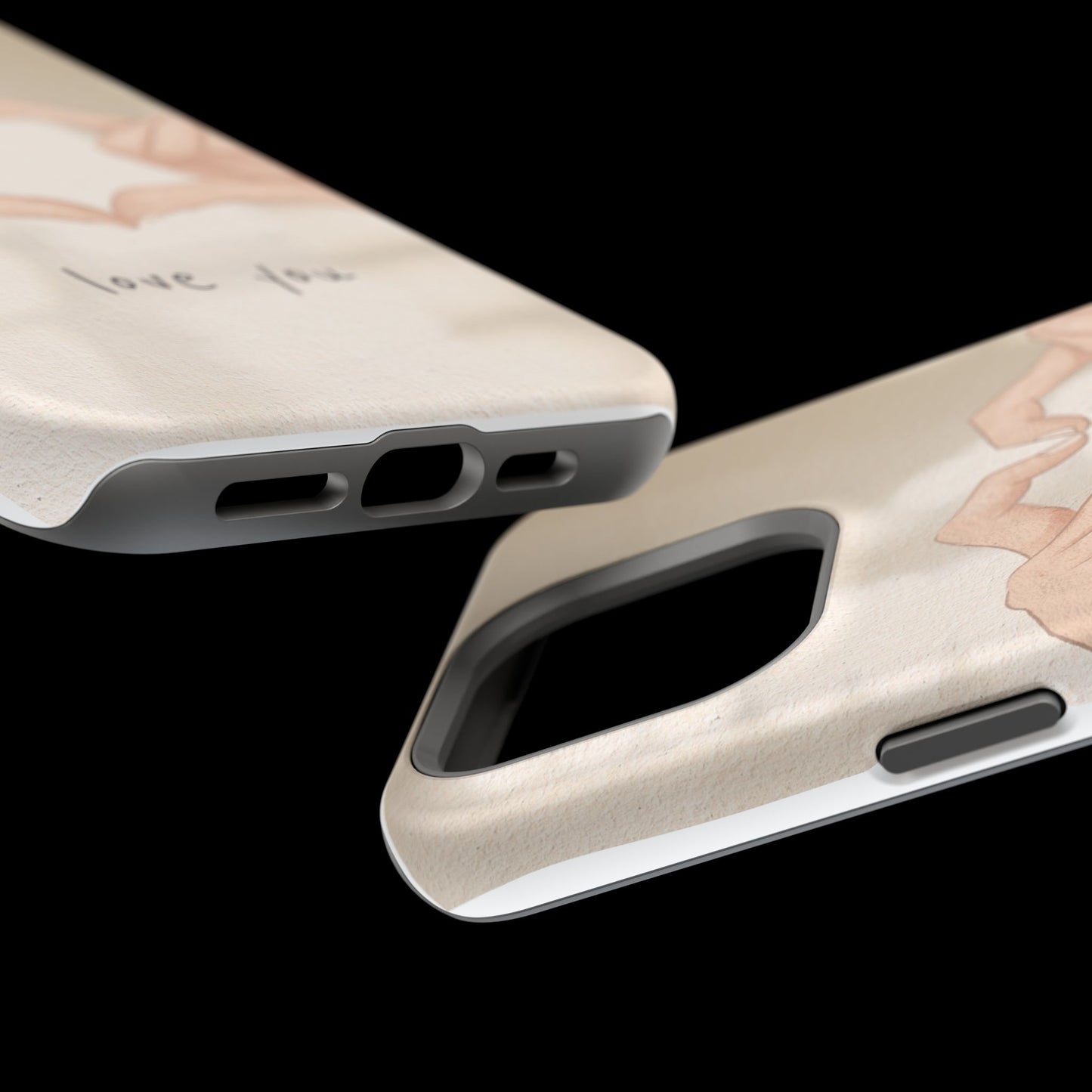 Phone Case — Hands Forming Heart with “love you” Romantic Protective Cover