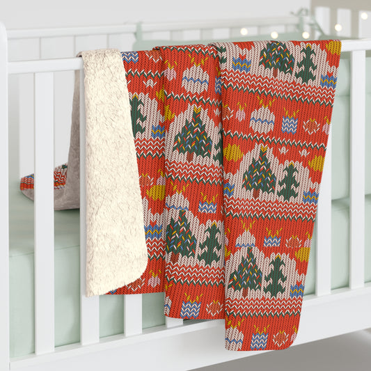 Sherpa Blanket — Cozy Retro Christmas Fair Isle Pattern