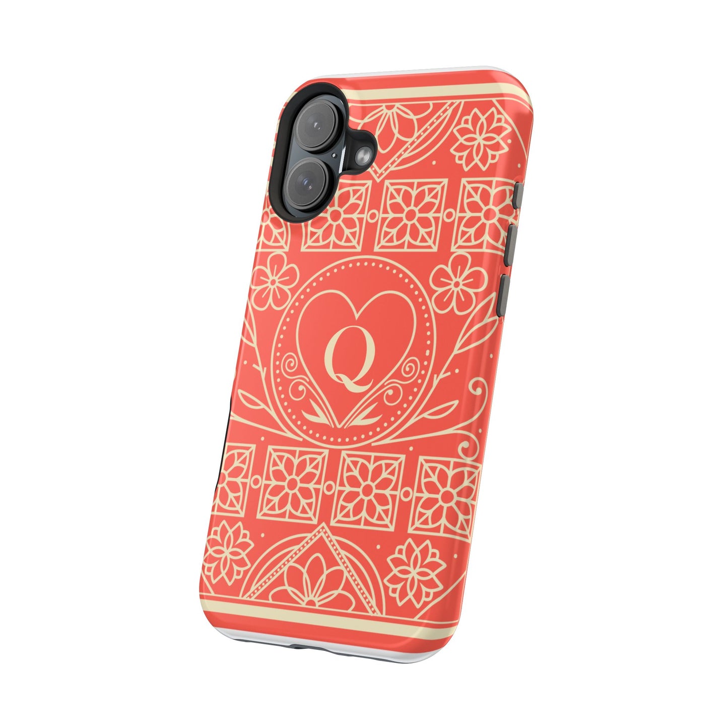 Heart Pattern Magnetic Impact Phone Case — Protective Wallet-Ready iPhone Cover
