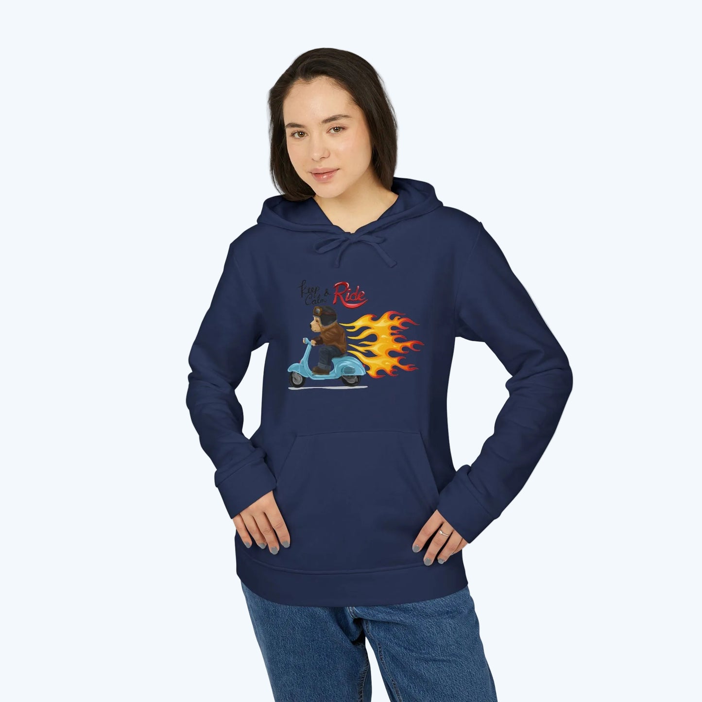 Racer Bear Hoodie — Flaming Scooter Graphic Sweatshirt